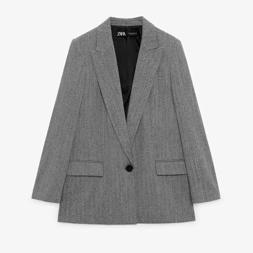 Zara Herringbone Blazer